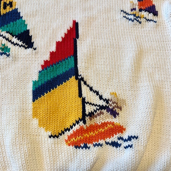 80s Vintage POLO RALPH LAUREN Sweater Sailboat Windsurfer Nautical Womens Sm 16 - Picture 8 of 12